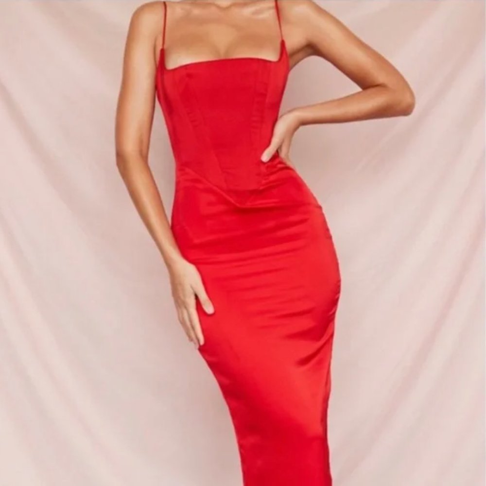 House of CB Anais Satin Midi Dress